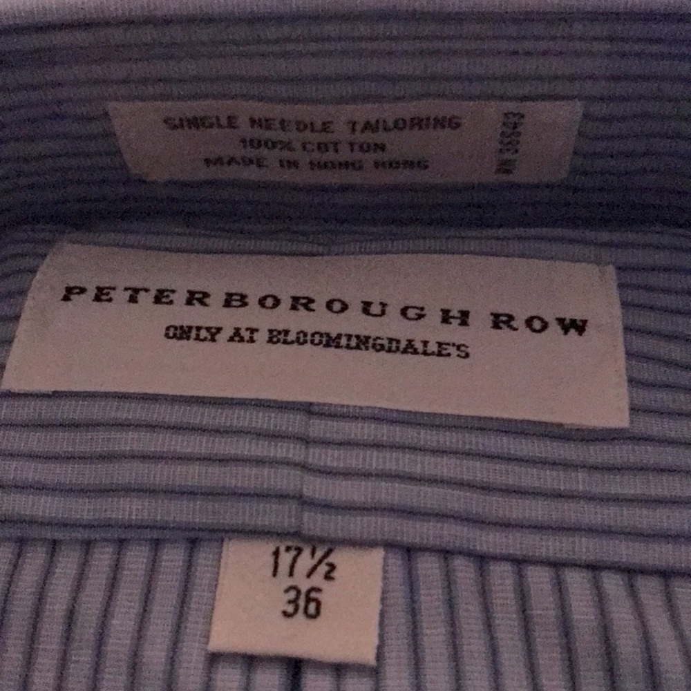 NWT. Peterborough Row Men’s Button Down shirt. Blue Striped 100% Cotton. L/S